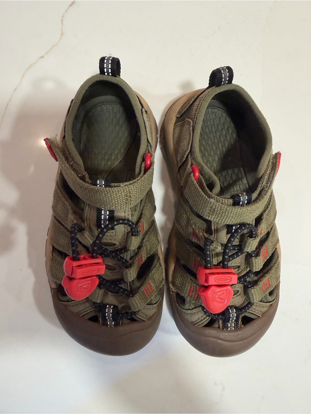 KEEN Little Kids Newport H2 Sandals Martini Olive & Aura Orange, Size 11 - Picture 5 of 8